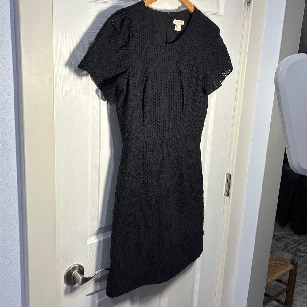 J. Crew Cotton Eyelet Black Mini Dress